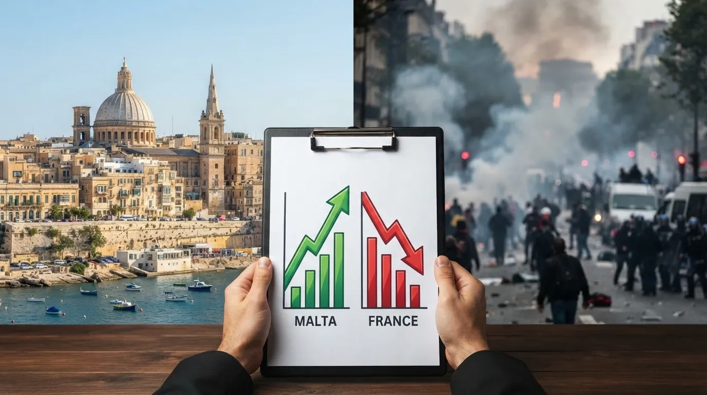 Malta's 2.8% Deficit Keeps Services Funded as French Austerity Sparks Mass Protests
